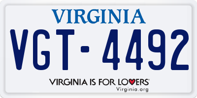 VA license plate VGT4492