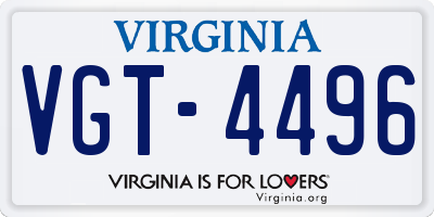 VA license plate VGT4496