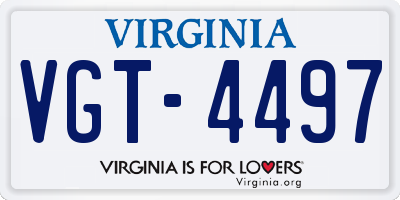 VA license plate VGT4497