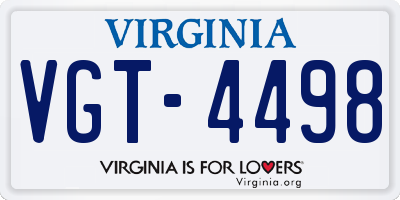 VA license plate VGT4498