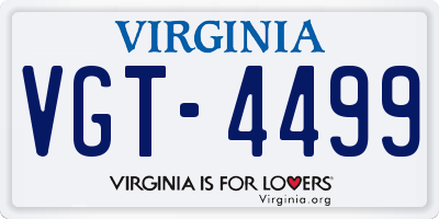 VA license plate VGT4499