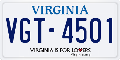 VA license plate VGT4501