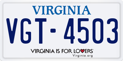 VA license plate VGT4503