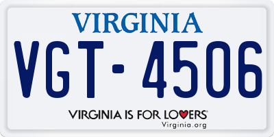 VA license plate VGT4506
