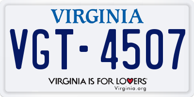 VA license plate VGT4507