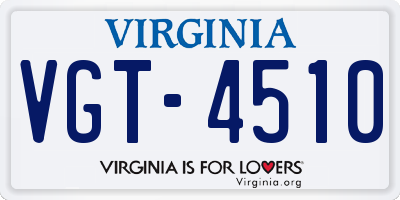 VA license plate VGT4510