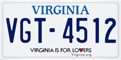 VA license plate VGT4512