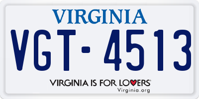 VA license plate VGT4513