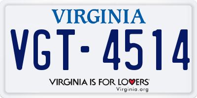 VA license plate VGT4514