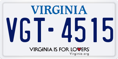 VA license plate VGT4515