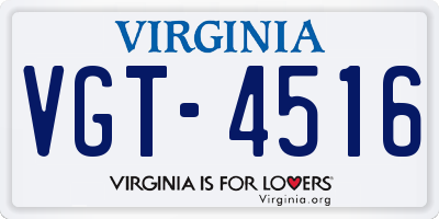 VA license plate VGT4516