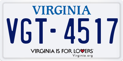 VA license plate VGT4517