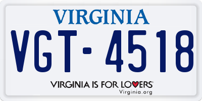 VA license plate VGT4518
