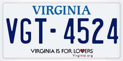 VA license plate VGT4524