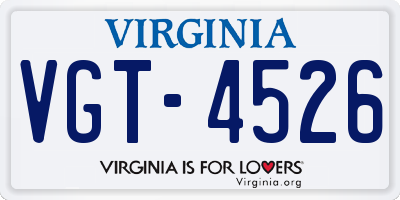 VA license plate VGT4526