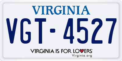 VA license plate VGT4527