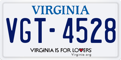 VA license plate VGT4528