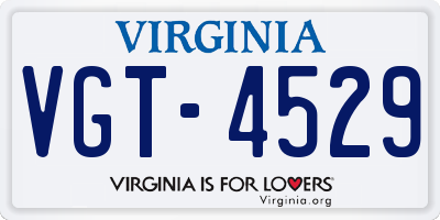 VA license plate VGT4529