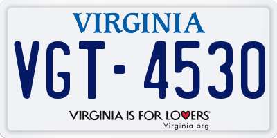 VA license plate VGT4530
