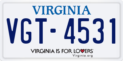 VA license plate VGT4531