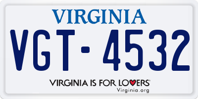 VA license plate VGT4532