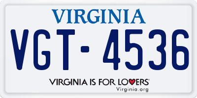 VA license plate VGT4536