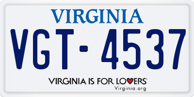 VA license plate VGT4537