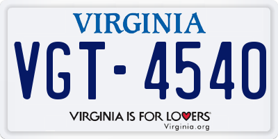 VA license plate VGT4540