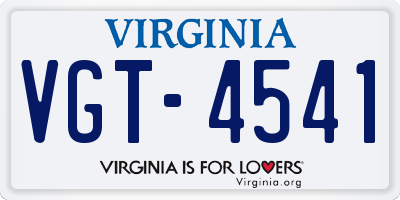 VA license plate VGT4541