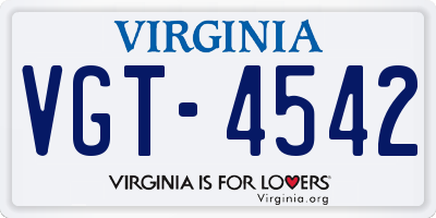 VA license plate VGT4542