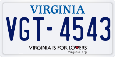 VA license plate VGT4543