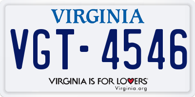 VA license plate VGT4546