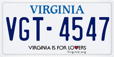 VA license plate VGT4547