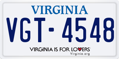 VA license plate VGT4548
