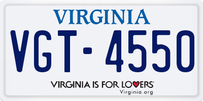 VA license plate VGT4550