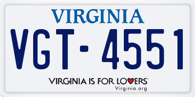 VA license plate VGT4551