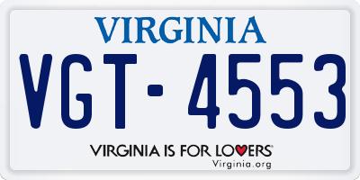 VA license plate VGT4553