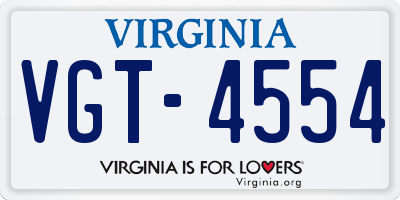 VA license plate VGT4554