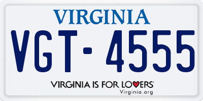 VA license plate VGT4555