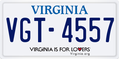 VA license plate VGT4557