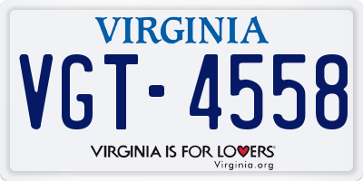 VA license plate VGT4558