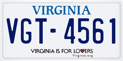VA license plate VGT4561