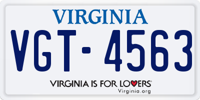 VA license plate VGT4563