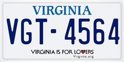 VA license plate VGT4564