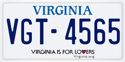 VA license plate VGT4565