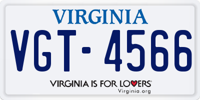 VA license plate VGT4566