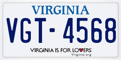 VA license plate VGT4568