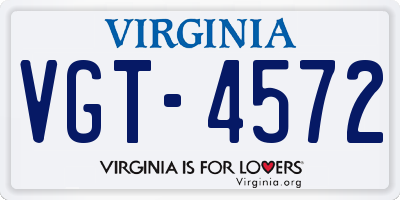 VA license plate VGT4572