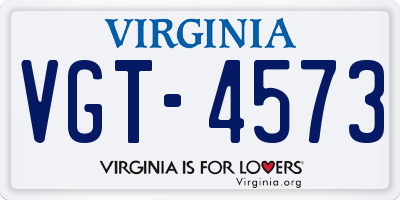 VA license plate VGT4573