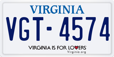 VA license plate VGT4574